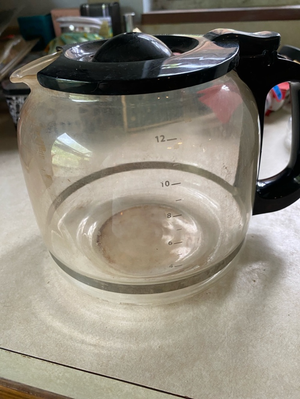 3/$15. 12-Cup Glass Coffee Carafe Replacement with Black Lid and Handle